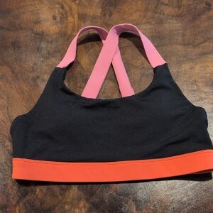 Vibrant Black and Coral Sports Bra
